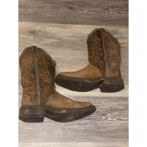 Womens 9 B Justin Cowboy Boots Gypsy L2900 Brown Turquoise Leather Cowgirl - Picture 7 of 9